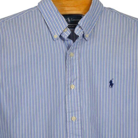 Ralph Lauren Classic Fit L – Blue Striped Button Down Shirt - Picture 2 of 6